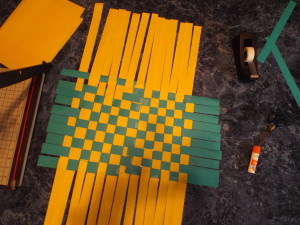 Start weaving and draw a square to cut.